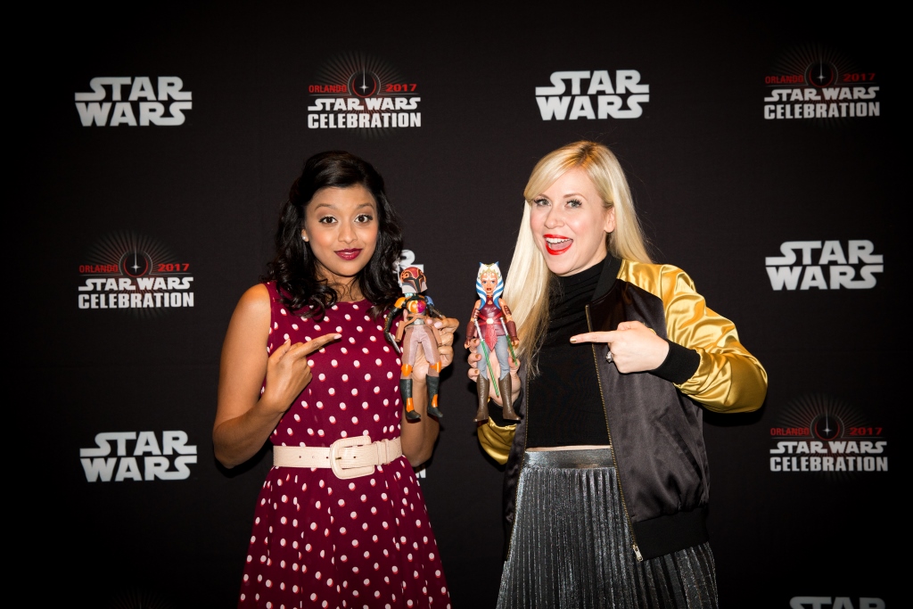 Tiya Sircar and Ashley Eckstein with Hasbro Star Wars Forces of Destiny Adventure Figures (2)