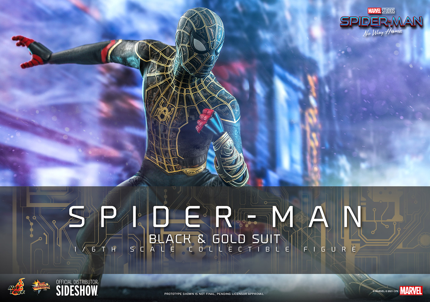 Hottoys🔥MMS604 Spider-Man: No Way Home 1/6 Spider-Man Black & Gold Su