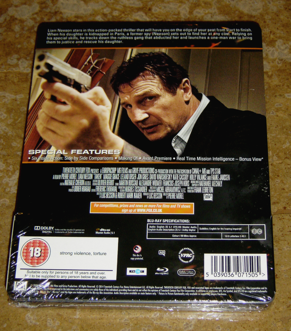 Taken Steelbook Sealed back.jpg