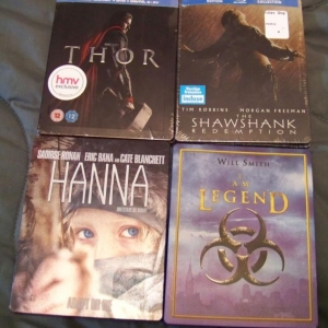 Thor UK BD Steelbook
Shawshank Redepmtion BD Steelbook
Hanna BD Steelbook
I Am Legend FS (2nd release) BD Steelbook