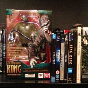Kong/V-Rex bookends by Weta (holding up my Kong DVD collection).