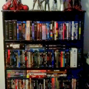 My Blu Rays, TPBs, some assorted books.
Cameos by Kaneda, the Predator, the T-800, RoboCop, and Spawn.