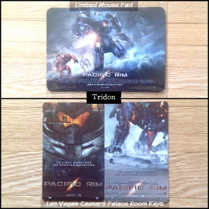 TOP: Pacific Rim limited edition mouse pad; BOTTOM: Pacific Rim Room Keys that were given to guests at Caesars Palace in Las Vegas.