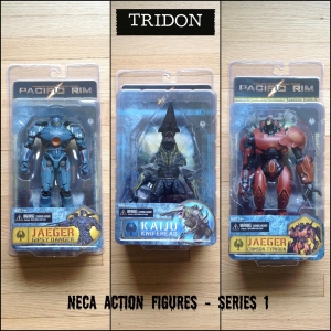 LEFT TO RIGHT: Neca Action Figures Series 1 - Gipsy Danger, Knifehead and Crimson Typhoon.