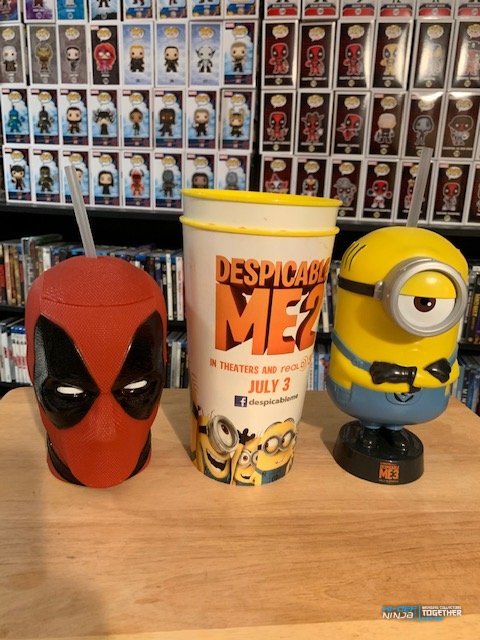 Deadpool and Dispicable Me cups