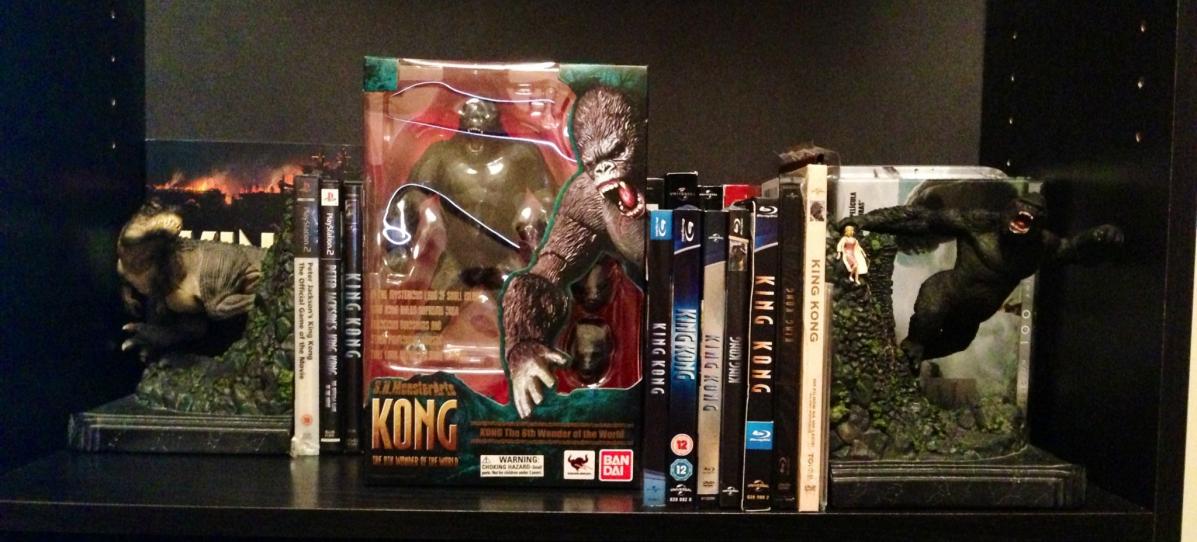 Kong/V-Rex bookends by Weta (holding up my Kong DVD collection).