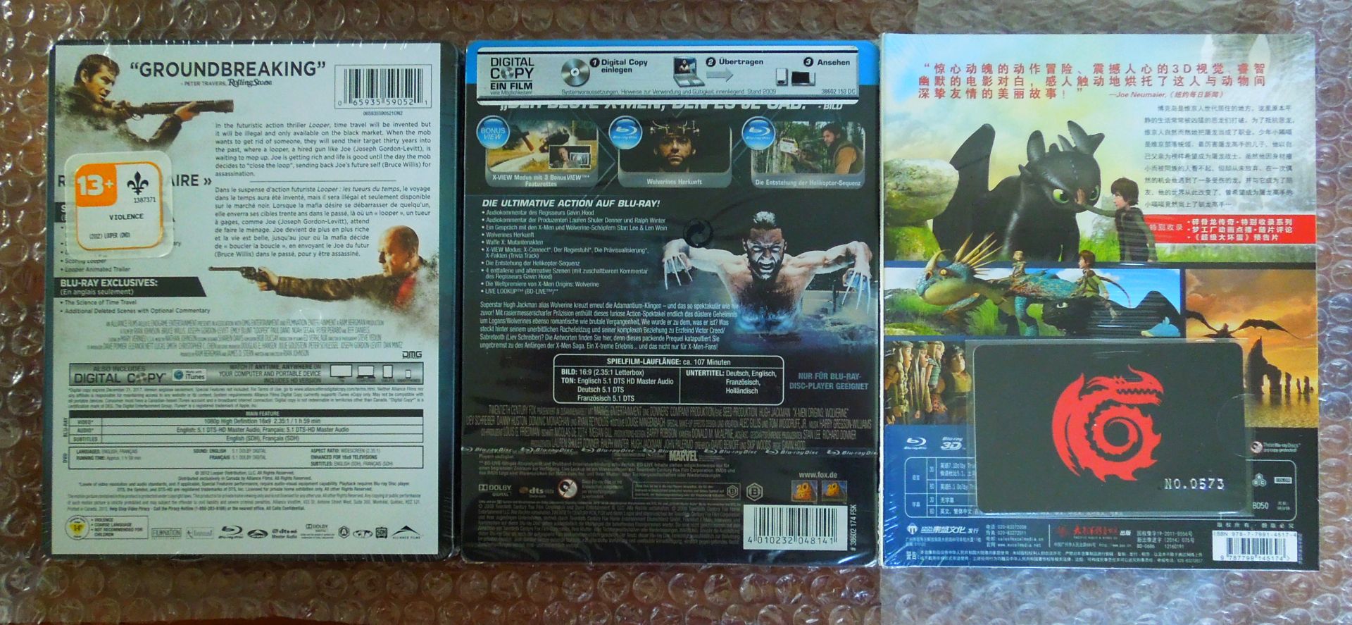 Looper CA FS + X-Men Orgins - Woverine + HttyD CN R