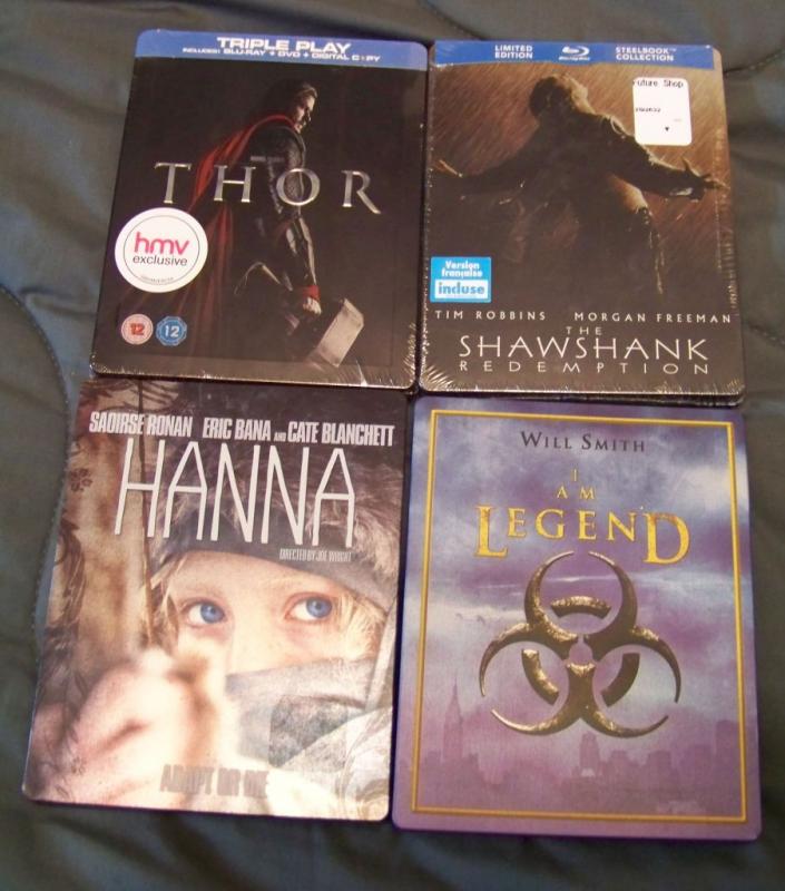 Thor UK BD Steelbook
Shawshank Redepmtion BD Steelbook
Hanna BD Steelbook
I Am Legend FS (2nd release) BD Steelbook